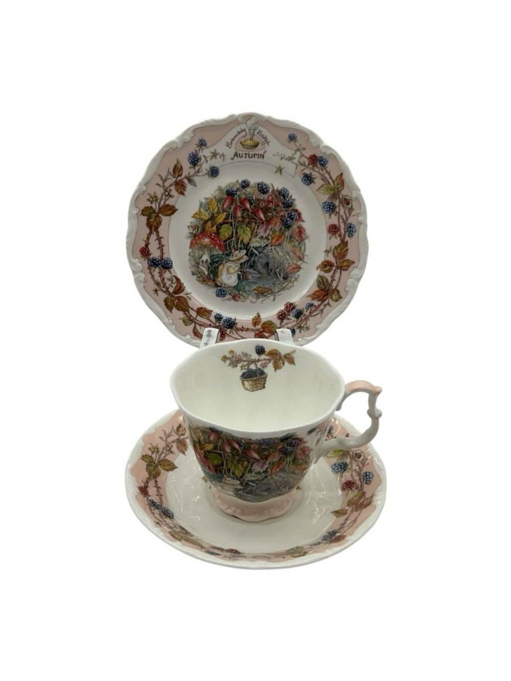 Royal Doulton Brambly Hedge "Autumn" Trio Bone China Teacup and Plates Set